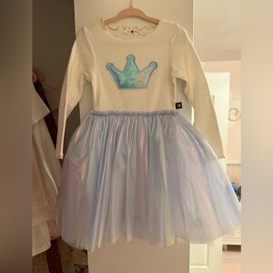 Elegant Cream and Blue Kids Formal Dress